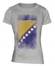 Bosnia And Herzegovina Faded Flag Ladies T-Shirt