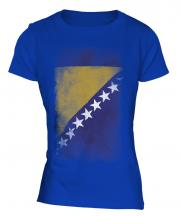 Bosnia And Herzegovina Faded Flag Ladies T-Shirt