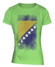 Bosnia And Herzegovina Faded Flag Ladies T-Shirt