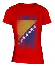 Bosnia And Herzegovina Faded Flag Ladies T-Shirt