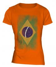Brazil Faded Flag Ladies T-Shirt