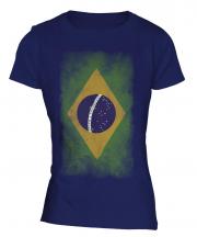 Brazil Faded Flag Ladies T-Shirt