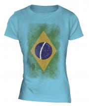 Brazil Faded Flag Ladies T-Shirt