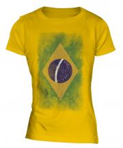 Brazil Faded Flag Ladies T-Shirt