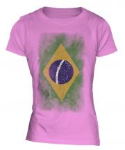 Brazil Faded Flag Ladies T-Shirt