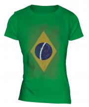 Brazil Faded Flag Ladies T-Shirt