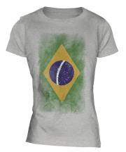 Brazil Faded Flag Ladies T-Shirt