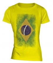 Brazil Faded Flag Ladies T-Shirt