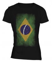 Brazil Faded Flag Ladies T-Shirt