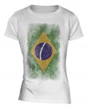 Brazil Faded Flag Ladies T-Shirt