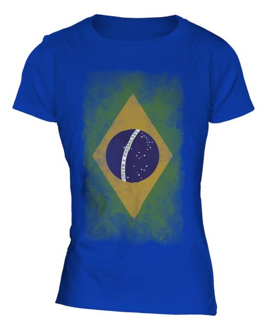 Brazil Faded Flag Ladies T-Shirt