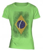 Brazil Faded Flag Ladies T-Shirt