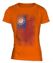 Burma Faded Flag Ladies T-Shirt