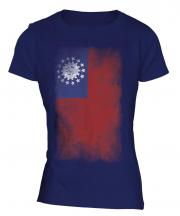 Burma Faded Flag Ladies T-Shirt