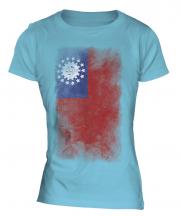 Burma Faded Flag Ladies T-Shirt