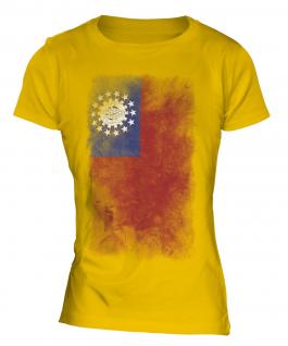 Burma Faded Flag Ladies T-Shirt
