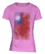 Burma Faded Flag Ladies T-Shirt