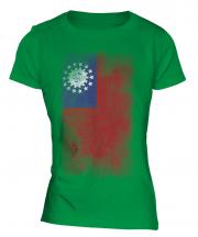 Burma Faded Flag Ladies T-Shirt