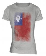Burma Faded Flag Ladies T-Shirt