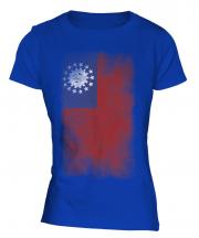 Burma Faded Flag Ladies T-Shirt