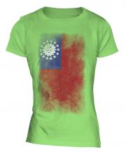 Burma Faded Flag Ladies T-Shirt