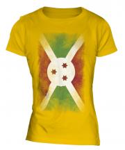 Burundi Faded Flag Ladies T-Shirt