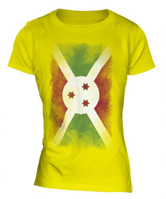 Burundi Faded Flag Ladies T-Shirt