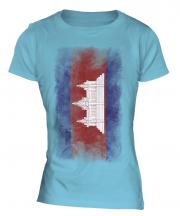 Cambodia Faded Flag Ladies T-Shirt