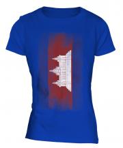 Cambodia Faded Flag Ladies T-Shirt
