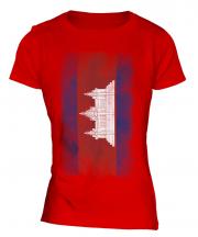 Cambodia Faded Flag Ladies T-Shirt