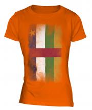 Central African Republic Faded Flag Ladies T-Shirt