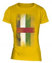 Central African Republic Faded Flag Ladies T-Shirt