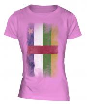 Central African Republic Faded Flag Ladies T-Shirt