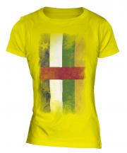 Central African Republic Faded Flag Ladies T-Shirt