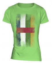 Central African Republic Faded Flag Ladies T-Shirt