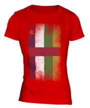 Central African Republic Faded Flag Ladies T-Shirt