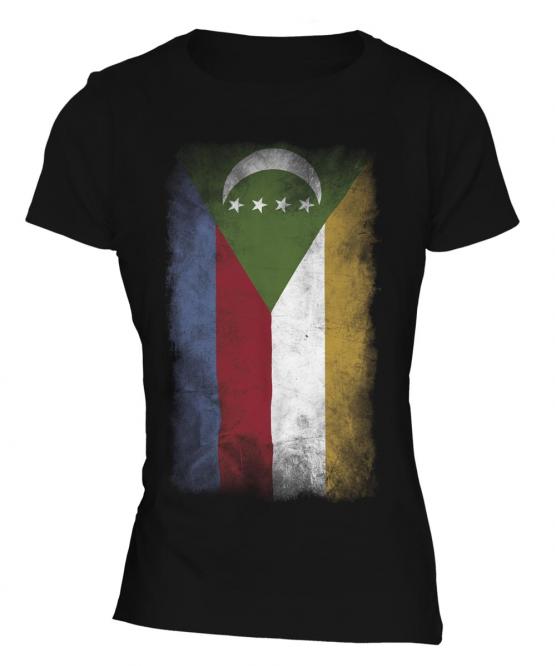 Comoros Faded Flag Ladies T-Shirt