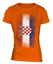Croatia Faded Flag Ladies T-Shirt