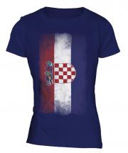 Croatia Faded Flag Ladies T-Shirt