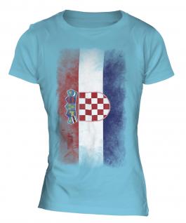 Croatia Faded Flag Ladies T-Shirt