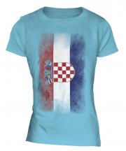 Croatia Faded Flag Ladies T-Shirt