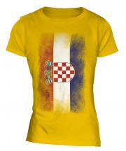 Croatia Faded Flag Ladies T-Shirt