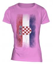 Croatia Faded Flag Ladies T-Shirt