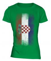 Croatia Faded Flag Ladies T-Shirt
