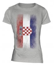 Croatia Faded Flag Ladies T-Shirt