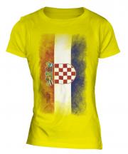 Croatia Faded Flag Ladies T-Shirt
