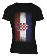 Croatia Faded Flag Ladies T-Shirt