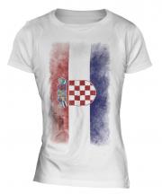 Croatia Faded Flag Ladies T-Shirt