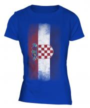 Croatia Faded Flag Ladies T-Shirt