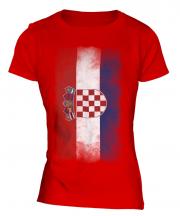 Croatia Faded Flag Ladies T-Shirt